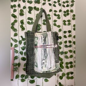 Vintage artsy Andy Warhol Tote Bag Canvas Green